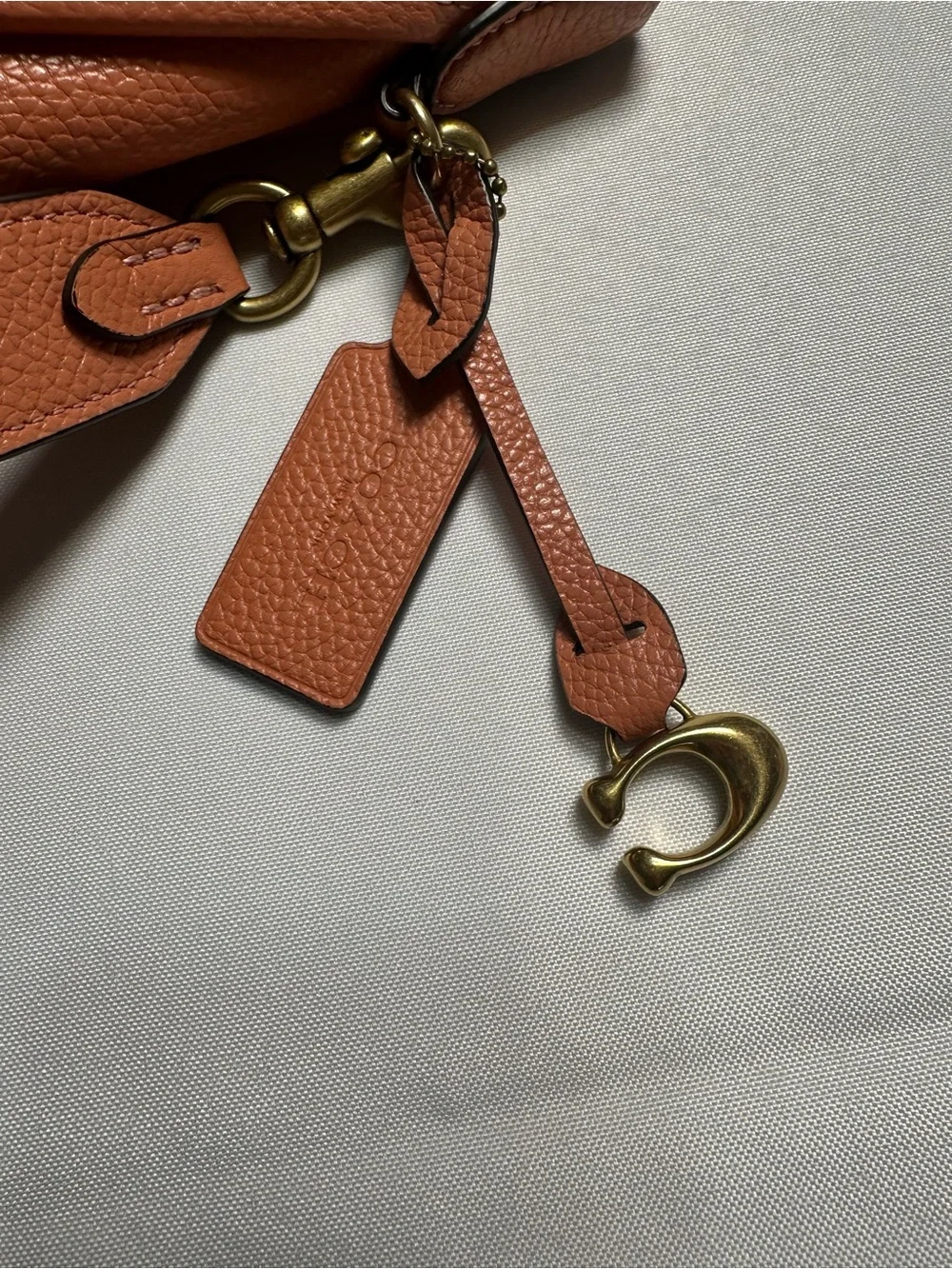 Coach Coral Orange Pebbled Leather Small Dufflet Shoulder Bag
